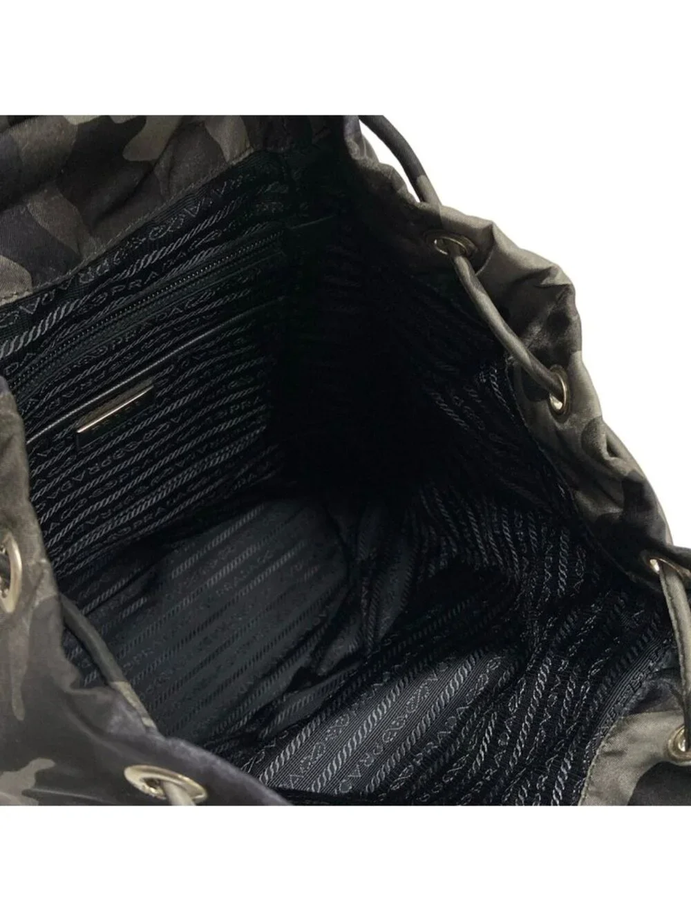 Prada Backpack Khaki Black Camo Leather